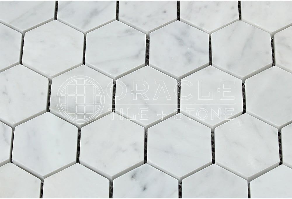 Polished 2 Inches Hexagon Marble Tile – Classic White Mosaic Sheet for Walls & Floors