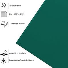 Tenedos HTCPW 6x6 Glossy Porcelain Tile – Wall & Floor Tile for Bathroom, Kitchen Backsplash, Shower, Fireplace, Indoor Use (8 Pieces)