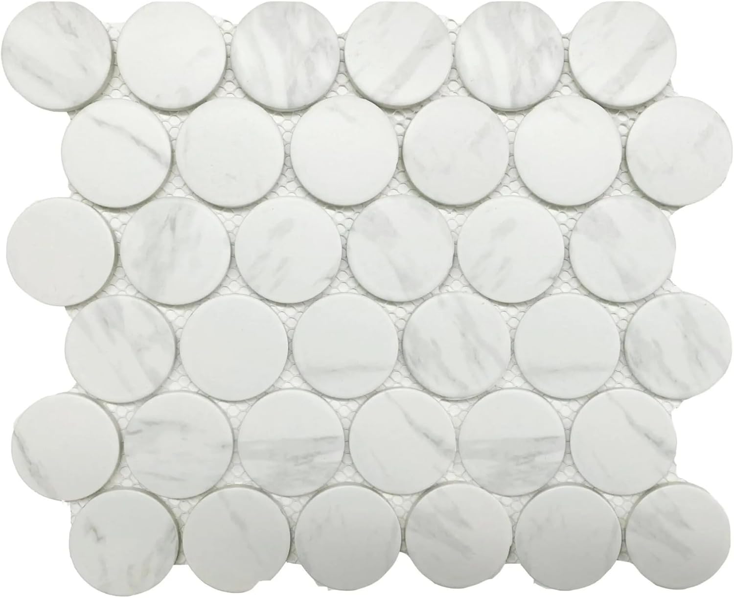 Tenedos 2" Matte Grande Penny Round Porcelain Mosaic Tile for Bathroom, Shower, Kitchen Backsplash, Wall, Floor, Café, Restaurant, Commercial
