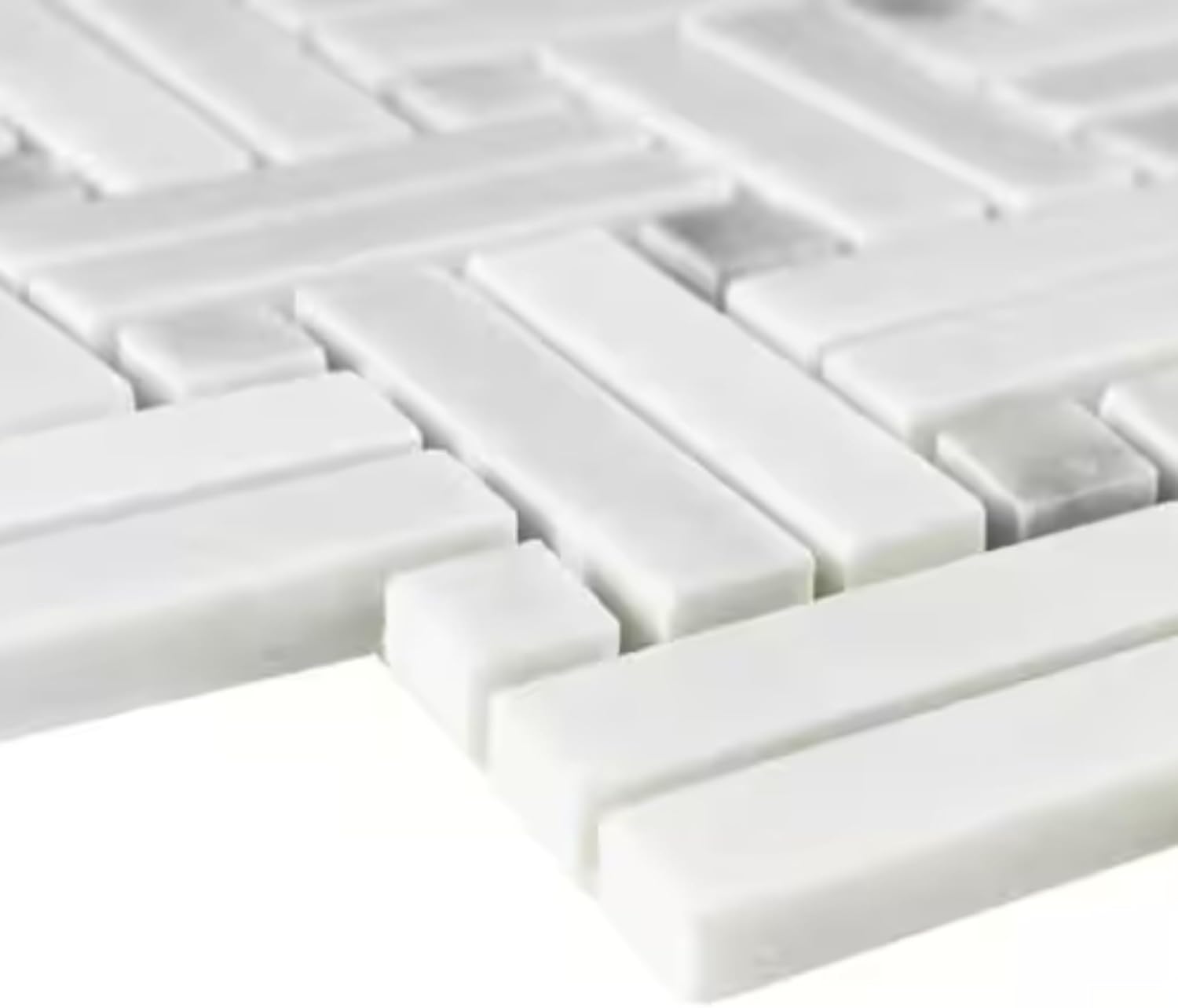 Tenedos HTCRC Bianco Carrara Crossed Basket Weave Marble Interlocking Mosaic Tile | 11 x 12 Inch Mesh-Mounted White Marble | Kitchen Backsplash Bathroom Shower Accent Wall