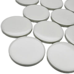 Tenedos HTCRC White 2" Glossy Grande Penny Round Porcelain Mosaic Tile for Bathroom, Shower, Kitchen Backsplash, Wall, Floor, Café, Restaurant, Commercial Space