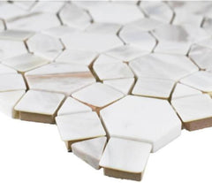Tenedos HTCRC Carrara Kaleidoscope Marble Mosaic Tile 12x12 – Polished Natural Stone Mesh-Mounted Wall Mosaic
