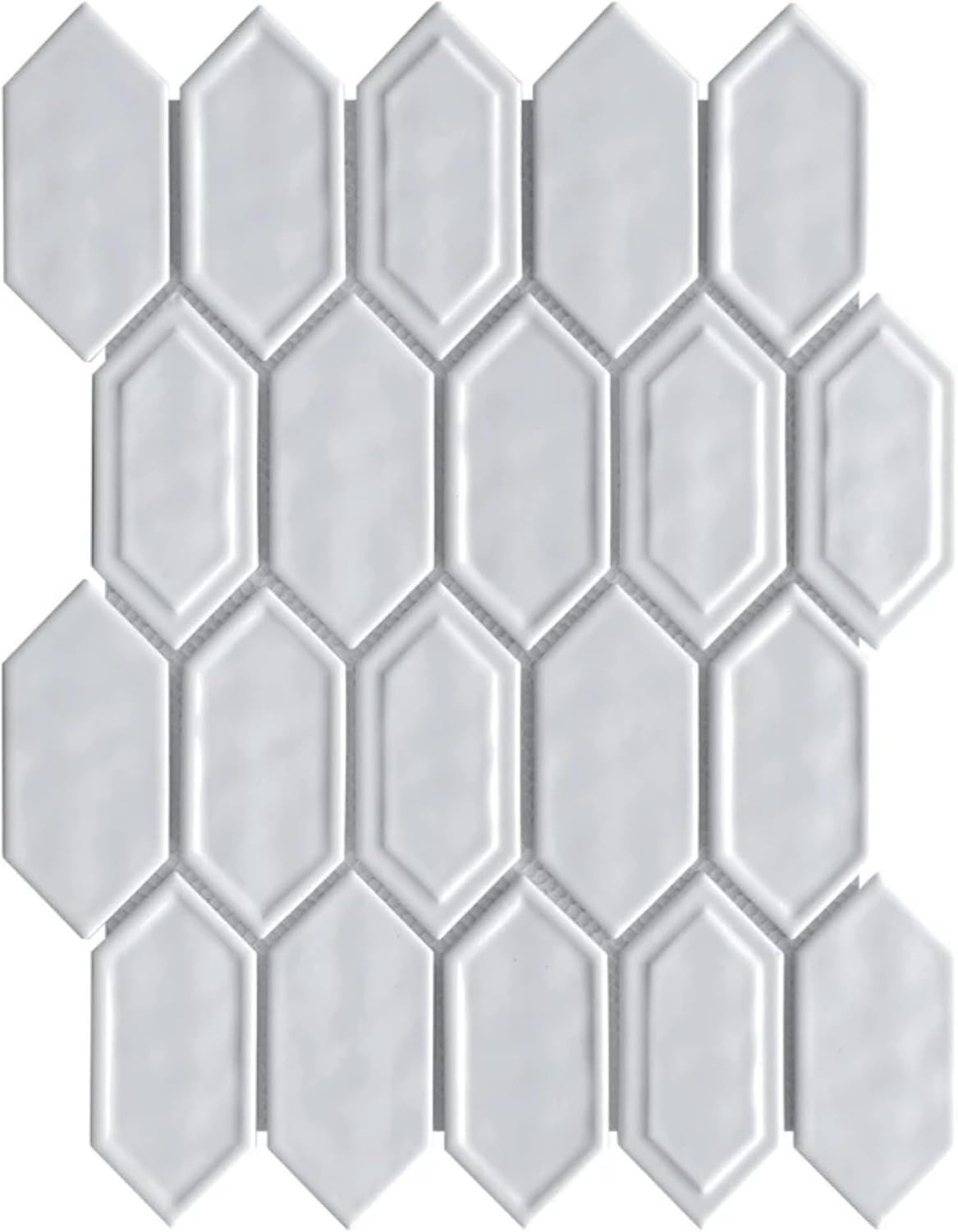 Tenedos Bright Picket Glass Mosaic Tile – 13.3" x 10.2" Glossy Finish, Kitchen Backsplash, Bathroom, Shower Wall & Accent Tile