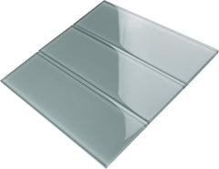 4x12 Glossy Light Grey Subway Glass Mosaic Tile