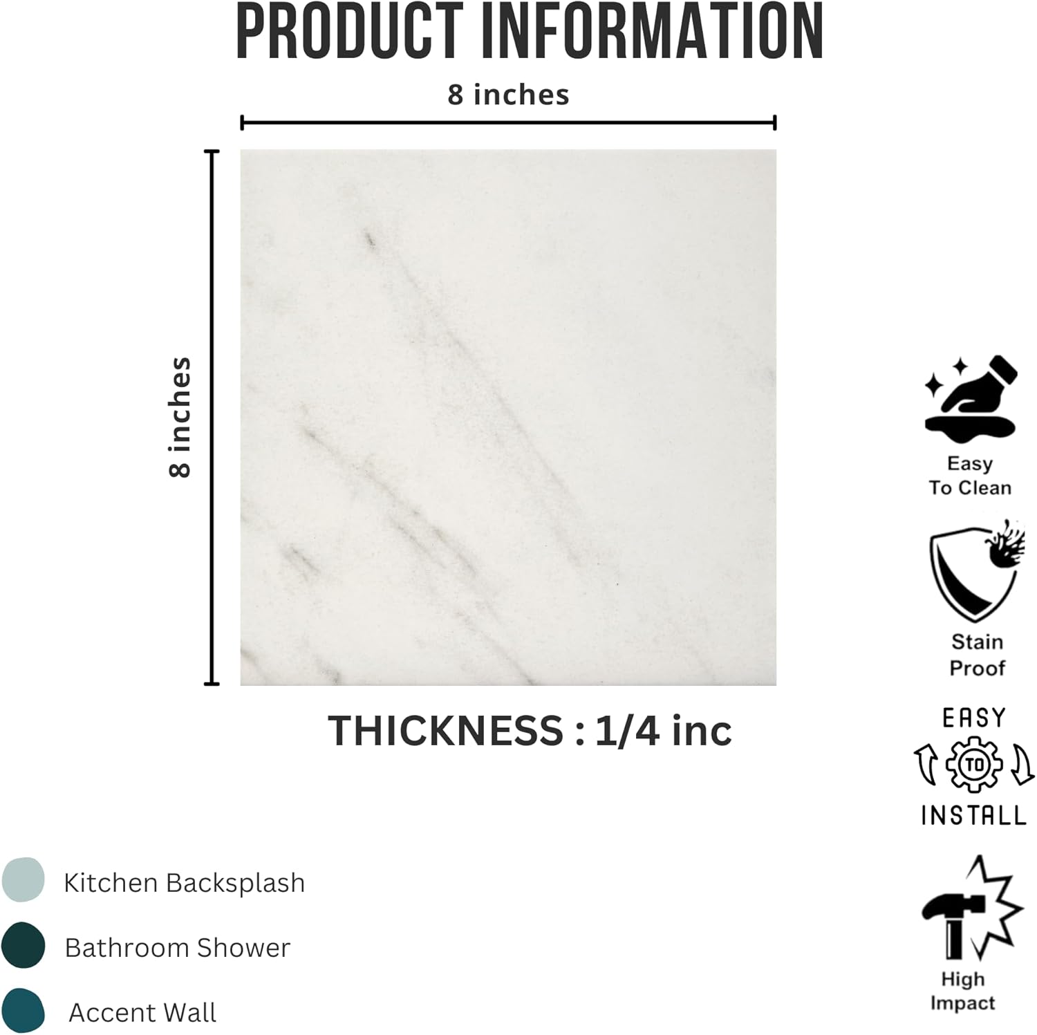 Tenedos HTCRC 8x8 Matte Porcelain Subway Tile – Soft Stone Look Wall Tile for Kitchen Backsplash, Bathroom & Shower Walls