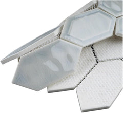 Tenedos Bright Picket Glass Mosaic Tile – 13.3" x 10.2" Glossy Finish, Kitchen Backsplash, Bathroom, Shower Wall & Accent Tile