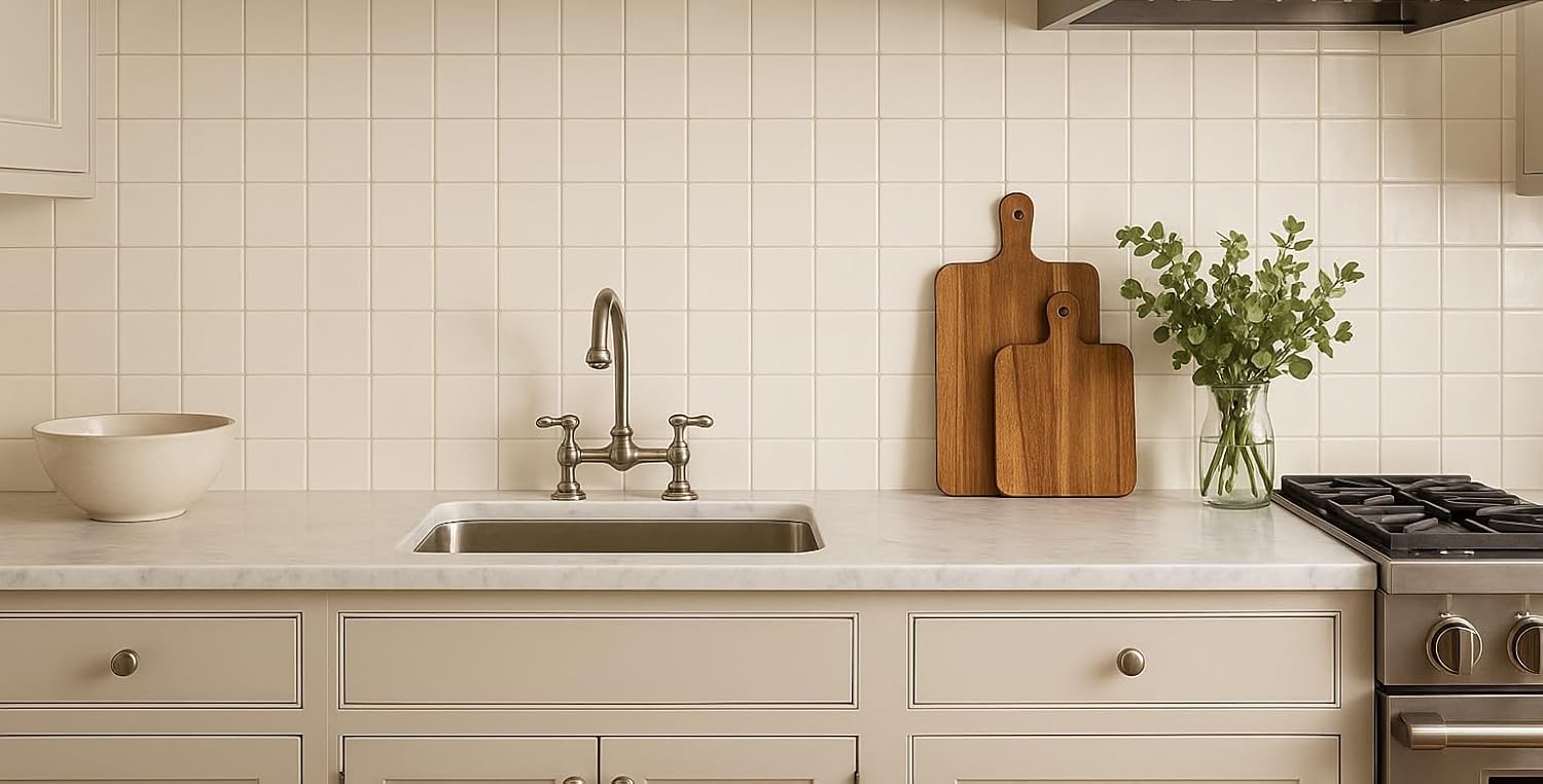4x4 Almond Ceramic Tile-Box of 10 pcs