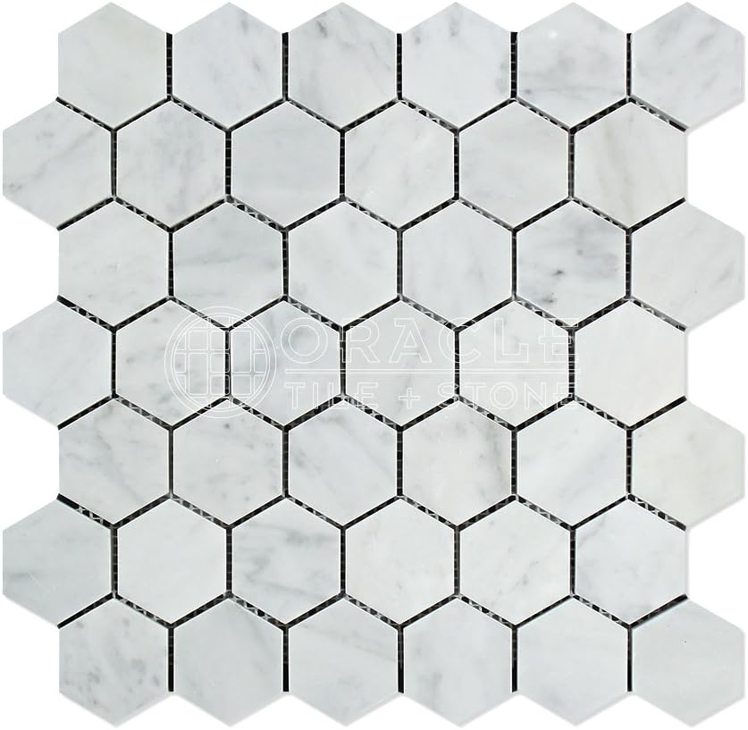 Polished 2 Inches Hexagon Marble Tile – Classic White Mosaic Sheet for Walls & Floors