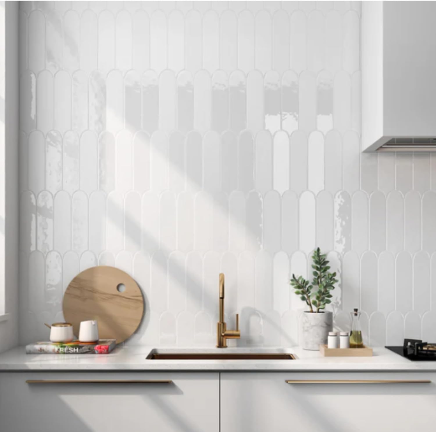 Tenedos HTCRC Glossy Wool 3x12 Interlocking Ceramic Wall Tile | Decorative Elongated Tile | Kitchen Backsplash Bathroom
