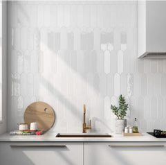 Tenedos HTCRC Glossy Wool 3x12 Interlocking Ceramic Wall Tile | Decorative Elongated Tile | Kitchen Backsplash Bathroom