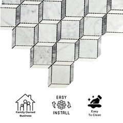 Tenedos HTC191 Silver Prism Marble Mosaic Tile- 1 piece