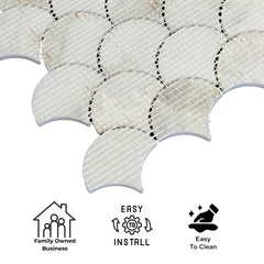 Tenedos HTC189 Luna Wave Honed Marble Mosaic Tile