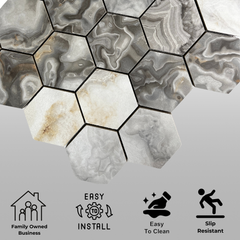 Tenedos Fluorite Hexagon Porcelain Mosaic Tile- 1 piece