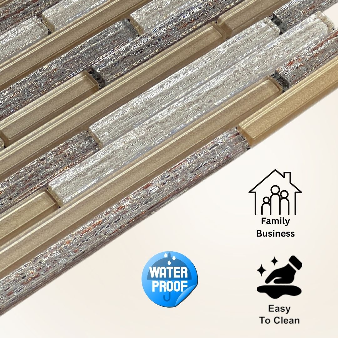 Tenedos HTC199 Seaside Sand Linear Glass Mosaic Tile
