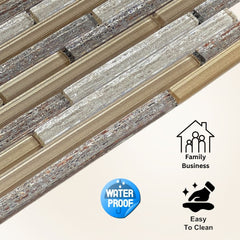 Tenedos HTC199 Seaside Sand Linear Glass Mosaic Tile
