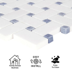 Tenedos HTC194 Ivory Weave Marble Mosaic Tile