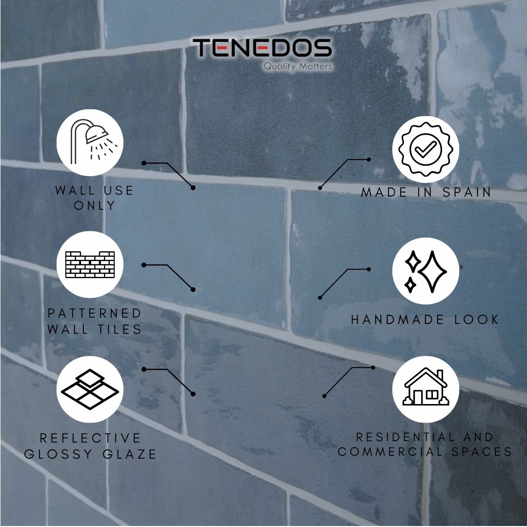 Tenedos HTC184 Ceramic Subway Wall Tile Handmade Look Glossy Glaze for Backsplash Kitchen, Bathroom Shower, Accent Wall (1, Midnight Blue)
