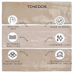 Tenedos HTC184 Ceramic Subway Wall Tile Handmade Look Glossy Glaze for Backsplash Kitchen, Bathroom Shower, Accent Wall (1, Ivory Mist)