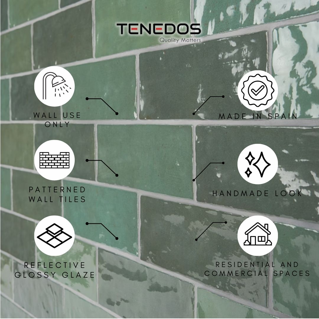 Tenedos HTC184 Ceramic Subway Wall Tile Handmade Look Glossy Glaze for Backsplash Kitchen, Bathroom Shower, Accent Wall (1, Emerald Dream)