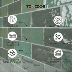 Tenedos HTC184 Ceramic Subway Wall Tile Handmade Look Glossy Glaze for Backsplash Kitchen, Bathroom Shower, Accent Wall (1, Emerald Dream)