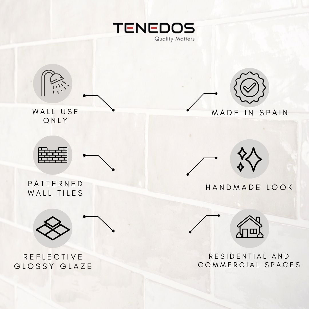 Tenedos HTC184 Ceramic Subway Wall Tile Handmade Look Glossy Glaze for Backsplash Kitchen, Bathroom Shower, Accent Wall (1, Luminous Pearl)