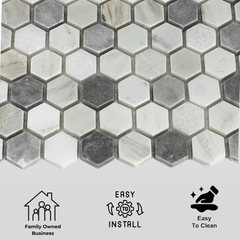 Tenedos Moonstone Hexagon 1 in. Multi Finish Marble Mosaic Tile- 1 piece
