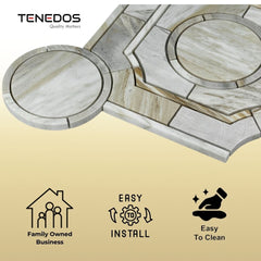 Tenedos Legency HTC152 Gold 10 in. x 10 in. Polished Mesh-Mounted Marble Mosaic Tile