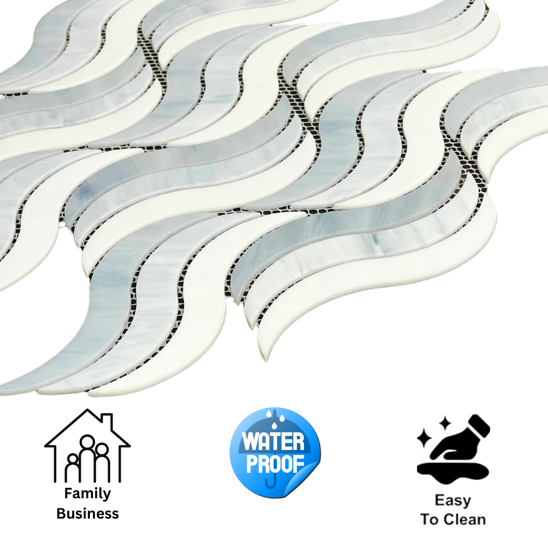 Tenedos HTC178 Velaris Wave Glass Mosaic Tile-1 piece