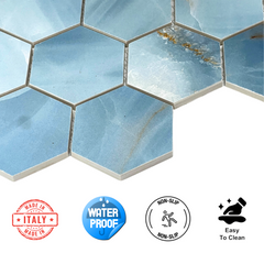 Tenedos Azurite Hexagon Porcelain Mosaic Tile- 1 piece