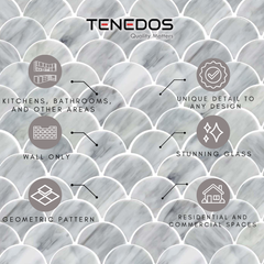 Tenedos Moonlit Scales Mosaic Glass Mosaic Tile-1 piece