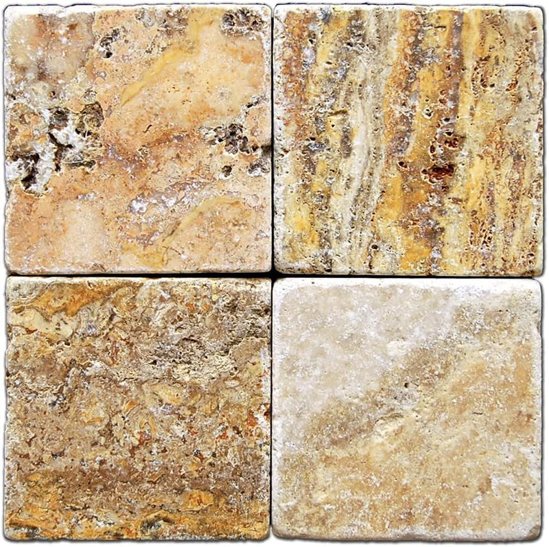 Scabos Travertine 6x6 wall Floor Tile Tumbled - Box of 5 sq. ft.