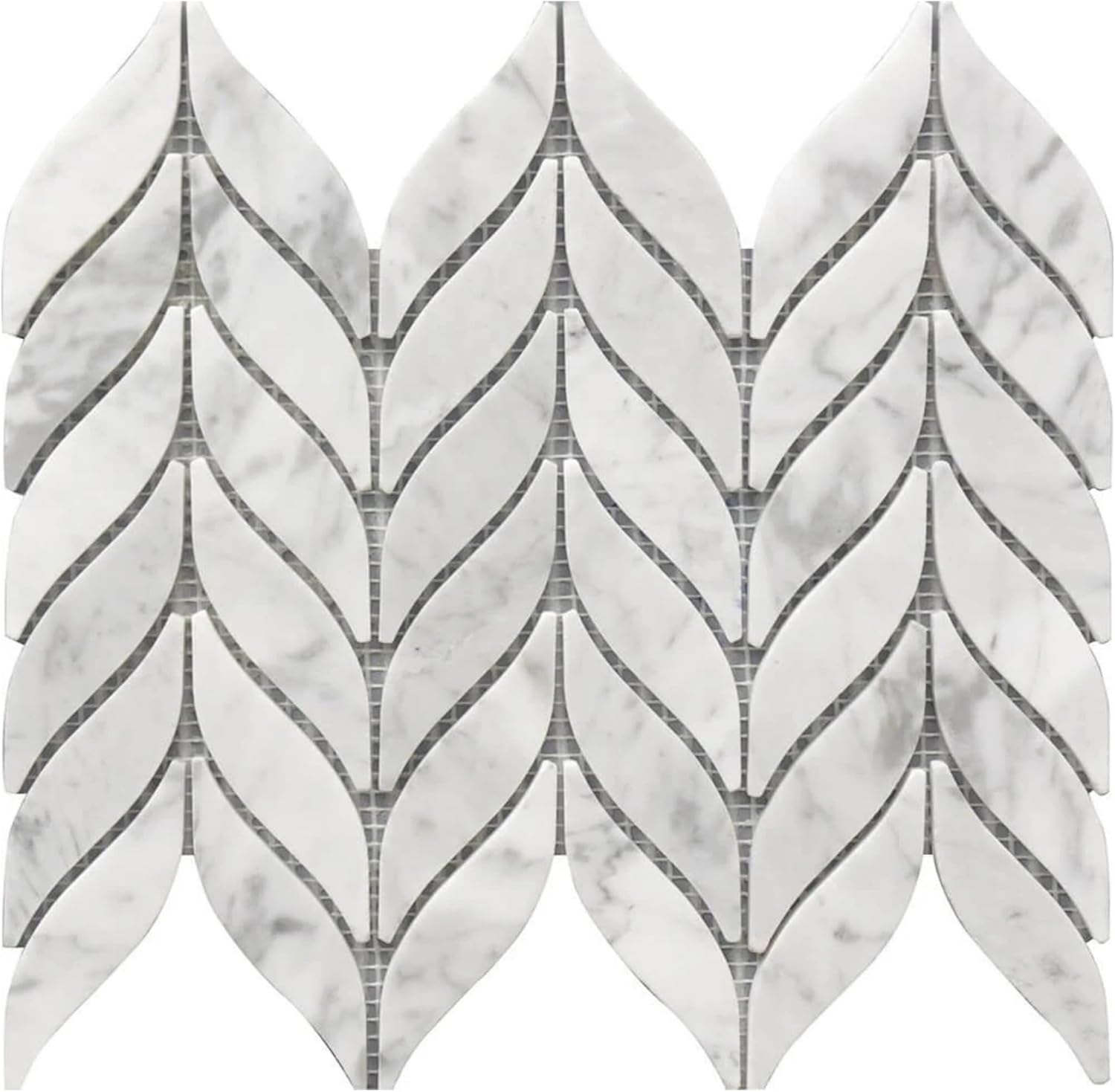 Tenedos HTCRC Carrara White Marble Spike Mosaic Tile – 10x12 Inch Mesh-Mounted Sheet – Natural Marble Geometric Mosaic for Backsplash Bathroom Kitchen Wall