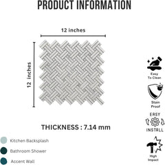 Tenedos HTCRC Bianco Carrara Crossed Basket Weave Marble Interlocking Mosaic Tile | 11 x 12 Inch Mesh-Mounted White Marble | Kitchen Backsplash Bathroom Shower Accent Wall