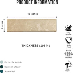 Tenedos HTCRC  Marble Look Matte Porcelain Tile – 3x12 Inch Subway Wall & Kitchen Backsplash