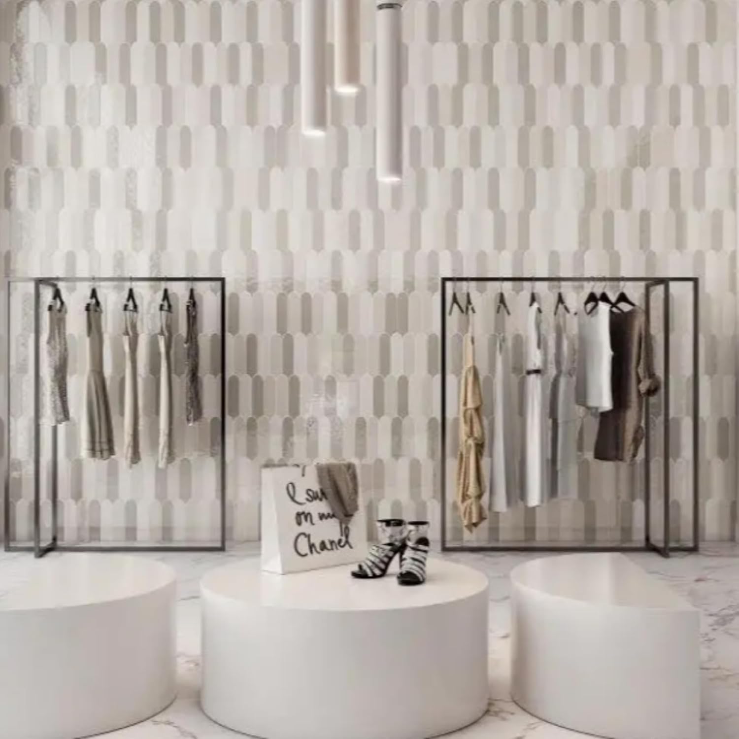 Tenedos HTCRC Glossy Wool 3x12 Interlocking Ceramic Wall Tile | Decorative Elongated Tile | Kitchen Backsplash Bathroom