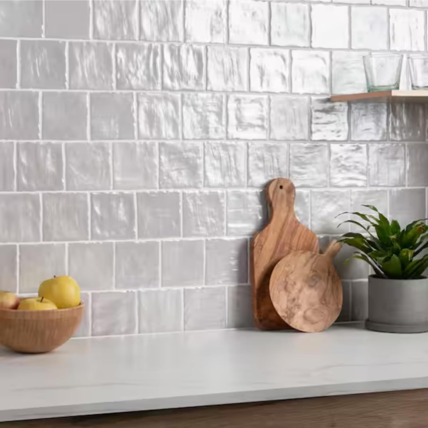 Tenedos 4x4 Inch HTCFD Premium Quality Matte Zellige Ceramic Tile with Subtle Shimmer | Handmade Look Moroccan Square Wall Tile for Kitchen Backsplash & Bathroom Wall