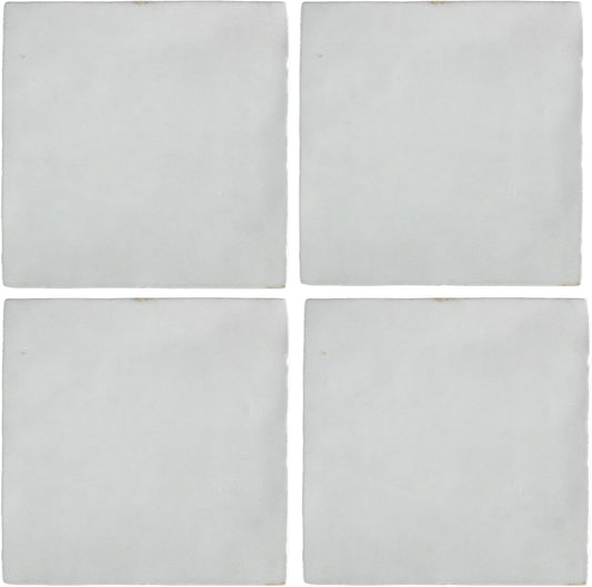 Tenedos 5x5 Glossy Ocean Blue Zellige Look Ceramic Wall Tile – Handmade Style Square Field Tile for Kitchen and Bathroom (4 Pieces)