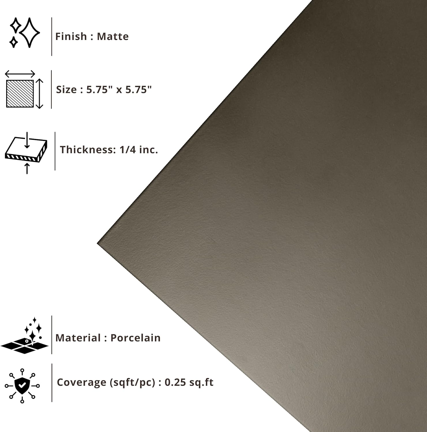 Tenedos HTCPW 6x6 Glossy Porcelain Tile – Wall & Floor Tile for Bathroom, Kitchen Backsplash, Shower, Fireplace, Indoor Use (8 Pieces)