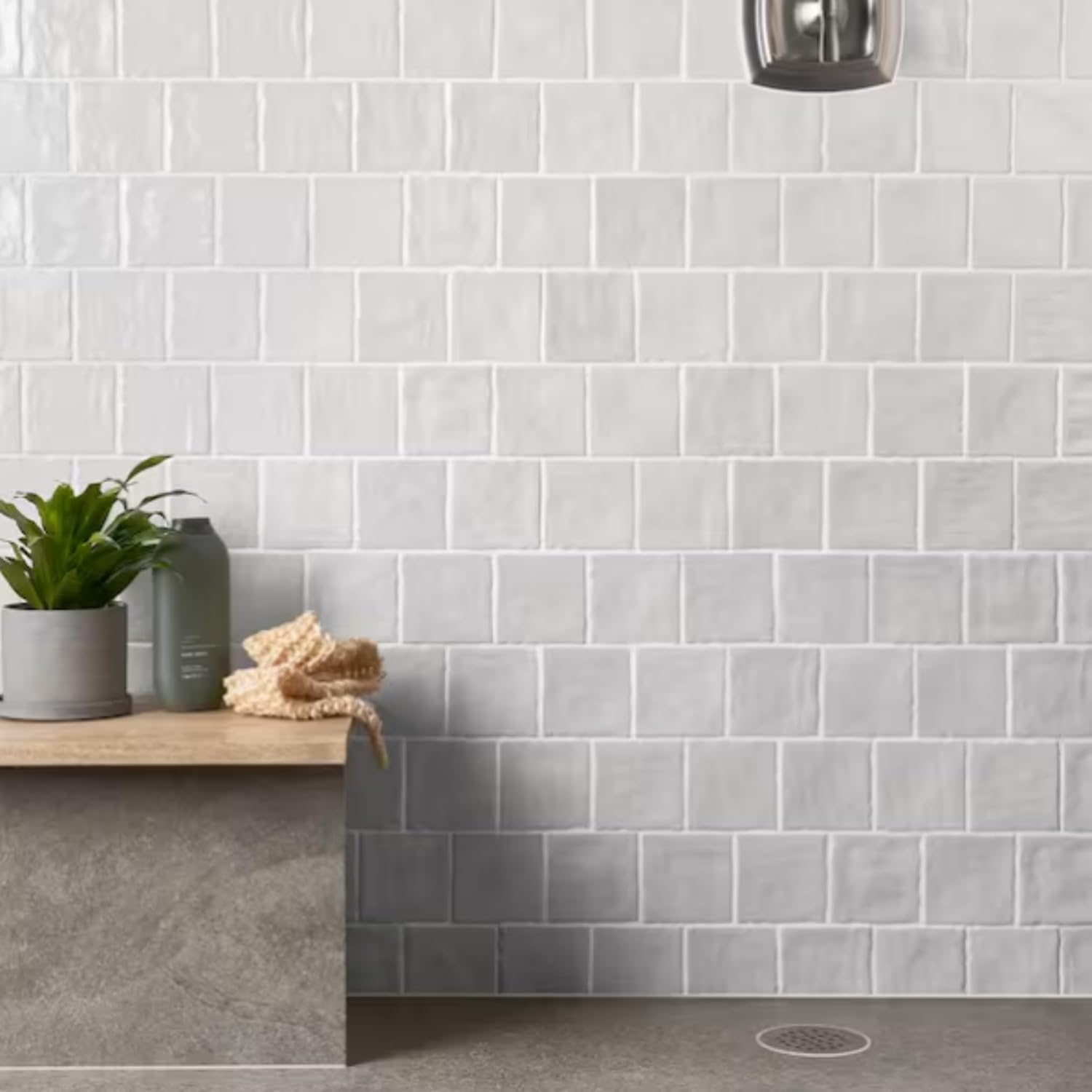 Tenedos 4x4 Inch HTCFD Premium Quality Matte Zellige Ceramic Tile with Subtle Shimmer | Handmade Look Moroccan Square Wall Tile for Kitchen Backsplash & Bathroom Wall