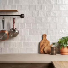 Tenedos 4x4 Inch HTCFD Premium Quality Matte Zellige Ceramic Tile with Subtle Shimmer | Handmade Look Moroccan Square Wall Tile for Kitchen Backsplash & Bathroom Wall