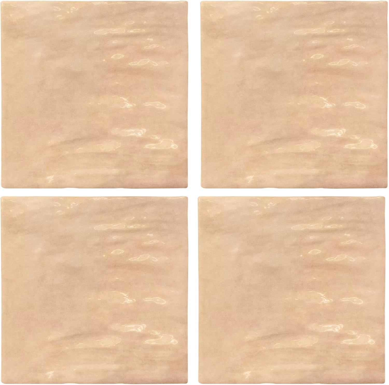 Tenedos 5x5 Glossy Ocean Blue Zellige Look Ceramic Wall Tile – Handmade Style Square Field Tile for Kitchen and Bathroom (4 Pieces)