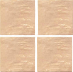Tenedos 5x5 Glossy Ocean Blue Zellige Look Ceramic Wall Tile – Handmade Style Square Field Tile for Kitchen and Bathroom (4 Pieces)