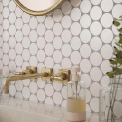 Tenedos 2" Matte Grande Penny Round Porcelain Mosaic Tile for Bathroom, Shower, Kitchen Backsplash, Wall, Floor, Café, Restaurant, Commercial