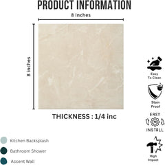 Tenedos HTCRC 8x8 Matte Porcelain Subway Tile – Soft Stone Look Wall Tile for Kitchen Backsplash, Bathroom & Shower Walls