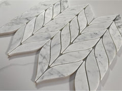 Tenedos HTCRC Carrara White Marble Spike Mosaic Tile – 10x12 Inch Mesh-Mounted Sheet – Natural Marble Geometric Mosaic for Backsplash Bathroom Kitchen Wall