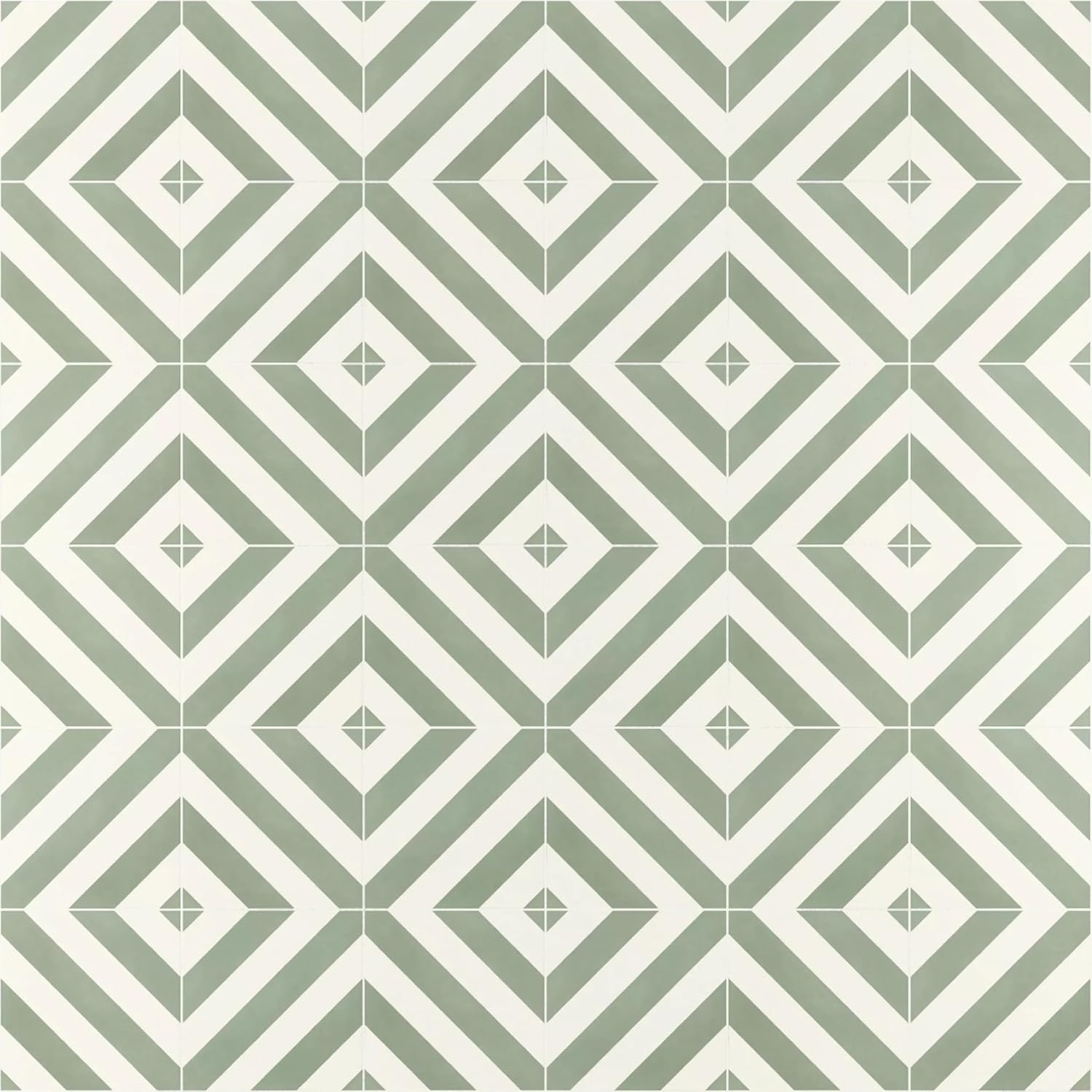 Tenedos Sage Linea 8" x 8" Matte Porcelain Tile for Wall and Floor, Diagonal Stripe Green and White Pattern, Modern Geometric Design, Indoor Outdoor Use