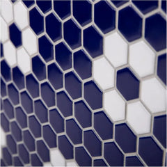 Tenedos Hexagon Glossy Cobalt Blue Flower Porcelain Mosaic Tile – Kitchen Backsplash, Bathroom Wall & Shower Floor Tile