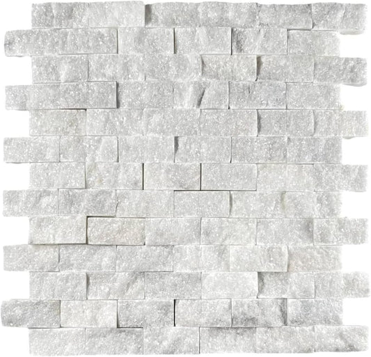 Carrara Split Face 1x2 Marble Mosaic Tile