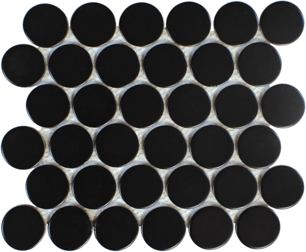 Tenedos 2" Matte Grande Penny Round Porcelain Mosaic Tile for Bathroom, Shower, Kitchen Backsplash, Wall, Floor, Café, Restaurant, Commercial