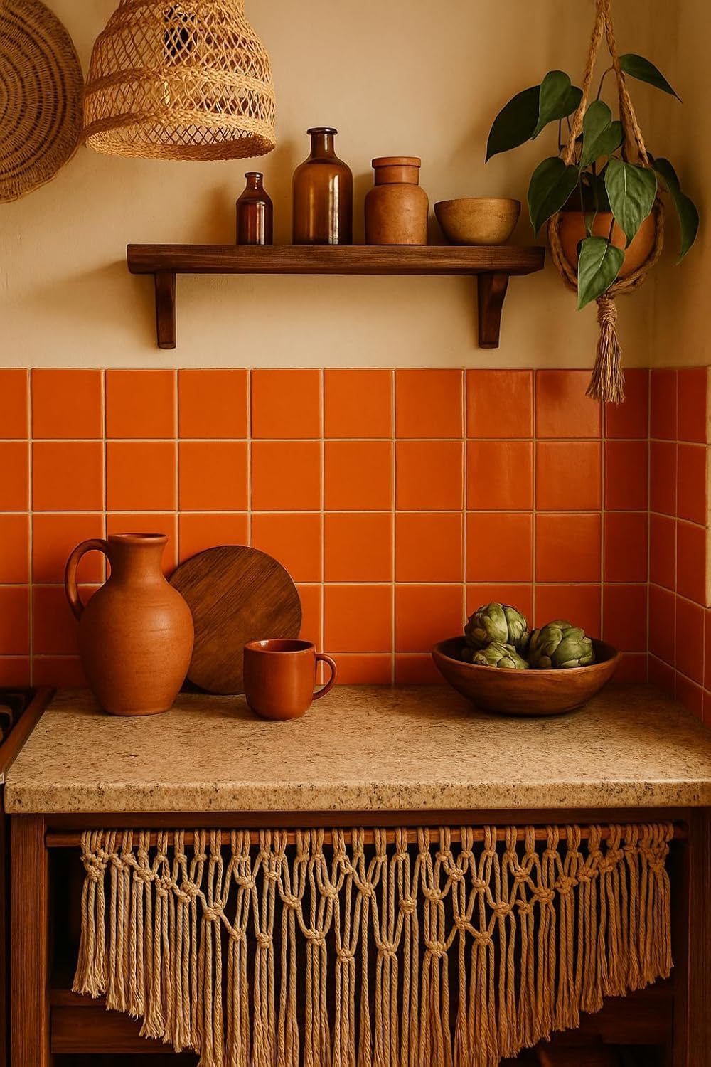 4x4 Orange Ceramic Tile-Box of 10 pcs